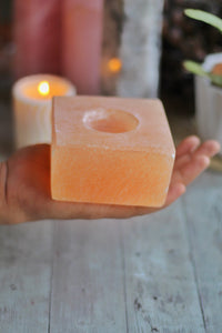 Orange Selenite Square Candle Holder