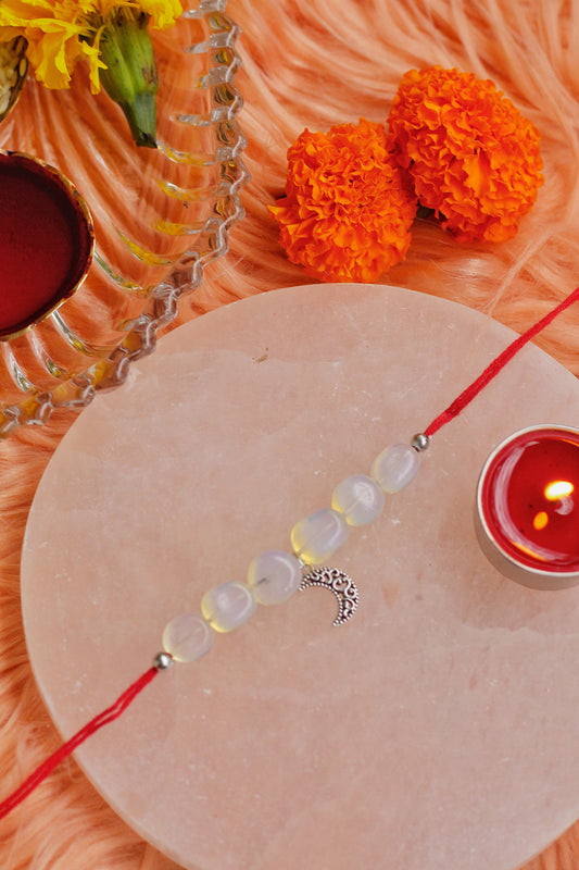 Opalite with Moon Charm Rakhi