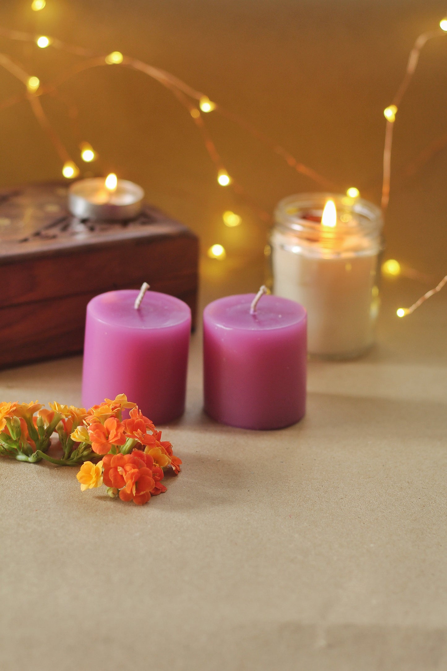 Lilith Small Purple Pillar Candle - 2 Inch Pack of 2