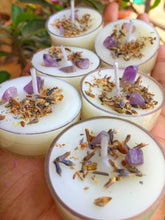 Load image into Gallery viewer, Scented Tea Light Candles - Infused with Lavender &amp; Amethyst - Set of 8
