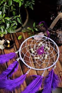 Purple Dream Catcher with Pearl Work
