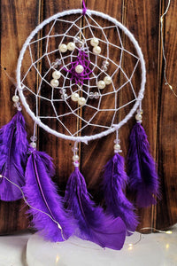 Purple Dream Catcher with Pearl Work