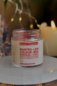 Root Chakra Scented Candle with Crystal Tumble - Soy Wax - 100 g