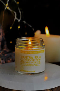 Solar Plexus Chakra Scented Candle with Crystal Tumble - Soy Wax - 100 g