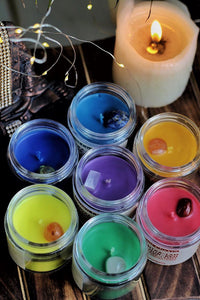 Seven Chakra Scented Candle with Crystal - Set of 7 Soy Candle - 100 g