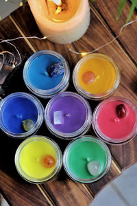 Seven Chakra Scented Candle with Crystal - Set of 7 Soy Candle - 100 g
