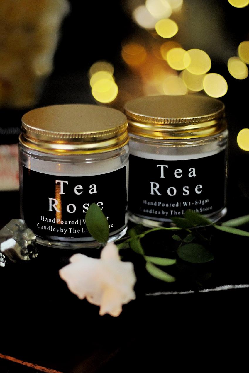 Tea Rose Scented Candle - 80 Gm