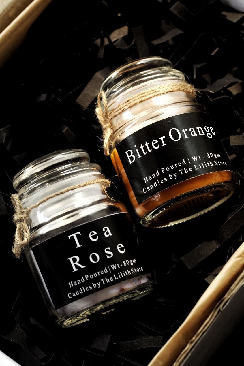 Tea Rose & Bitter Orange Scented Candle - 80 Gm