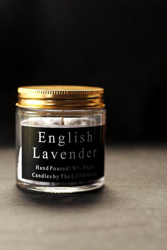 English Lavender Scented Candle Infused with Lavender Buds - 80 Gm