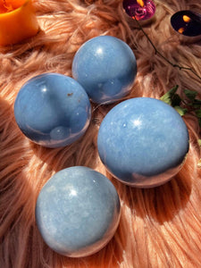 Angelite Sphere - Stone to Connect with Spirit Guides - 1 Sphere
