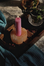 Load image into Gallery viewer, Hexagram of Solomon Symbol Carved Orange Selenite Candle Holder
