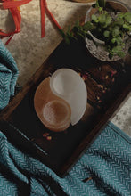 Load image into Gallery viewer, Yin Yang Shape White and Orange Selenite Candle Holder

