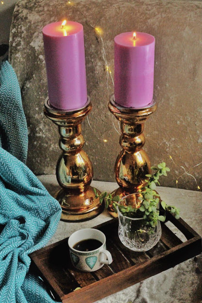 Pastel Pink Colour Pillar Candles - Pack of 2 | Scented & Unscented