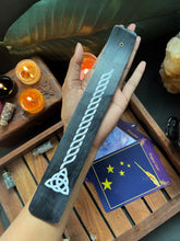 Load image into Gallery viewer, Wooden Triquetra / Trinity Knot Symbol Incense Burner
