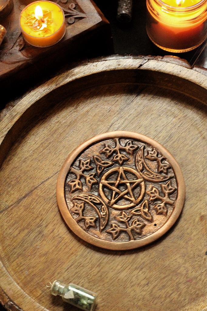 Copper Pentacle Tile with the Crescent Moons | Pentacle Tile