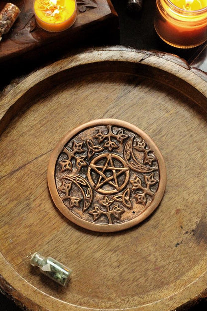 Copper Pentacle Tile with the Crescent Moons | Pentacle Tile
