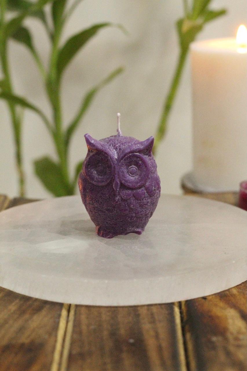 Purple Owl Candle