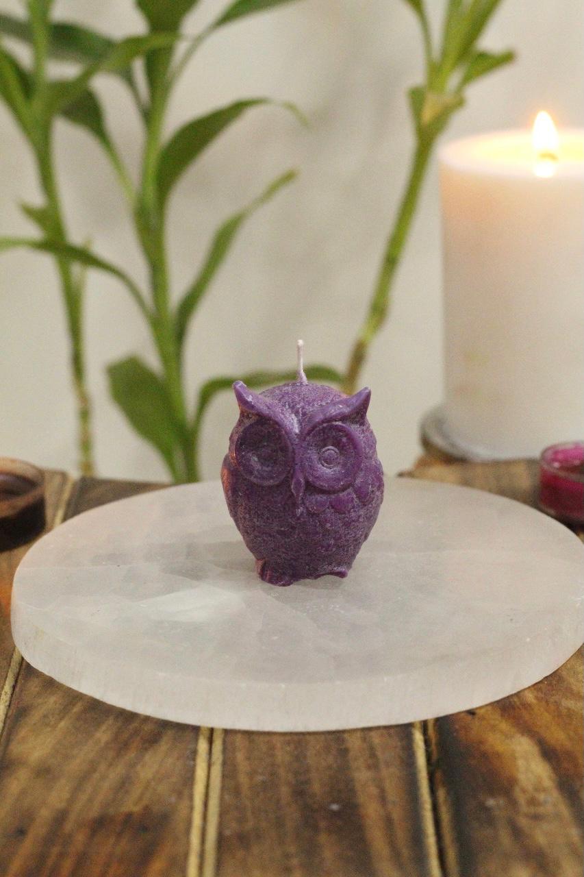 Purple Owl Candle