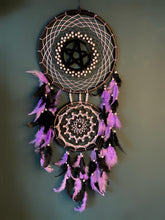 Load image into Gallery viewer, Pentacle Black &amp; Purple Dreamcathcer | Dreamcatcher
