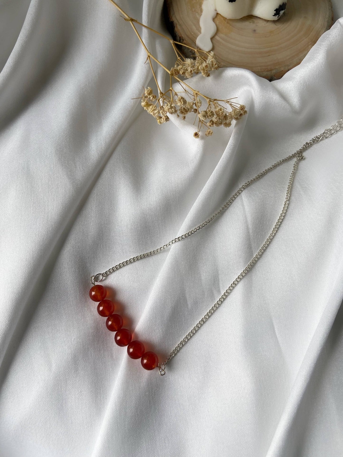 Orange Carnelian Bead Chain Necklace
