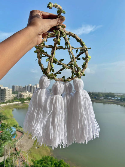 Wall hanging Mini Dreamcatcher with Pentacle Symbol