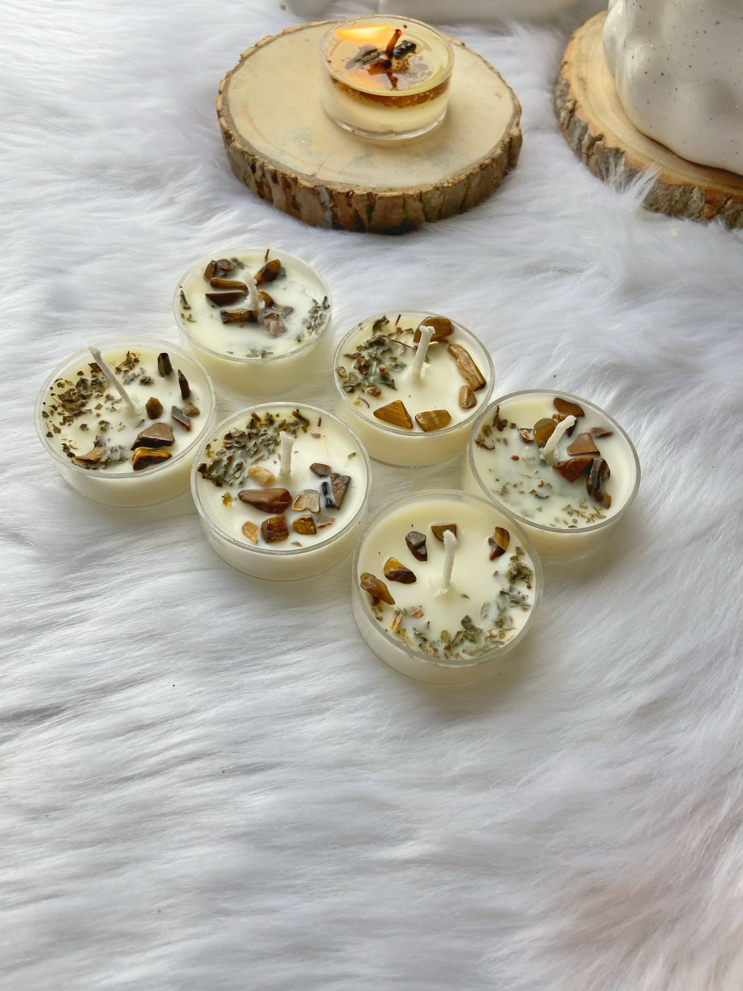 Scented Tea Light Candles - Tiger Eye & Peppermint