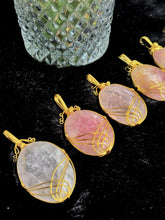 Load image into Gallery viewer, Rose Quartz Pendant | Golden Wire Wrap - 1 Piece
